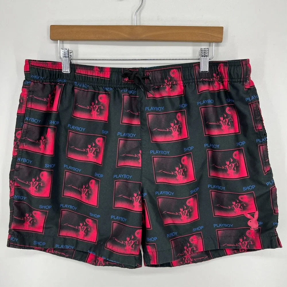 Playboy by PacSun Swim Trunks Men's XL Multicolor‎ Mesh Lined Drawstring Logo 5